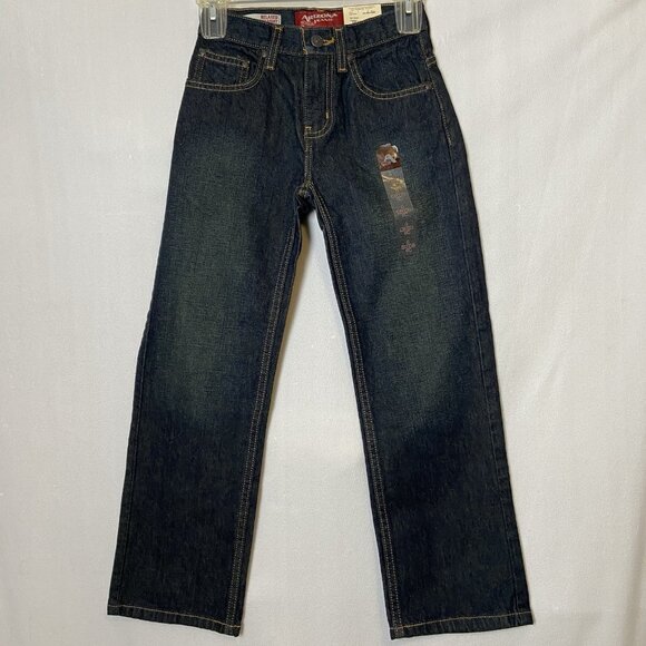 Arizona Jean Co Boys Jeans Sz 8 Slim Relaxed Fit Straight Leg Denim Dark Wash - Picture 2 of 14